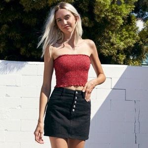 Brandy Melville red floral Cleo tube top